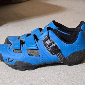 Giro Privateer R men's mountain bike shoes blue 10.5 44 sole worn Velcro SPD